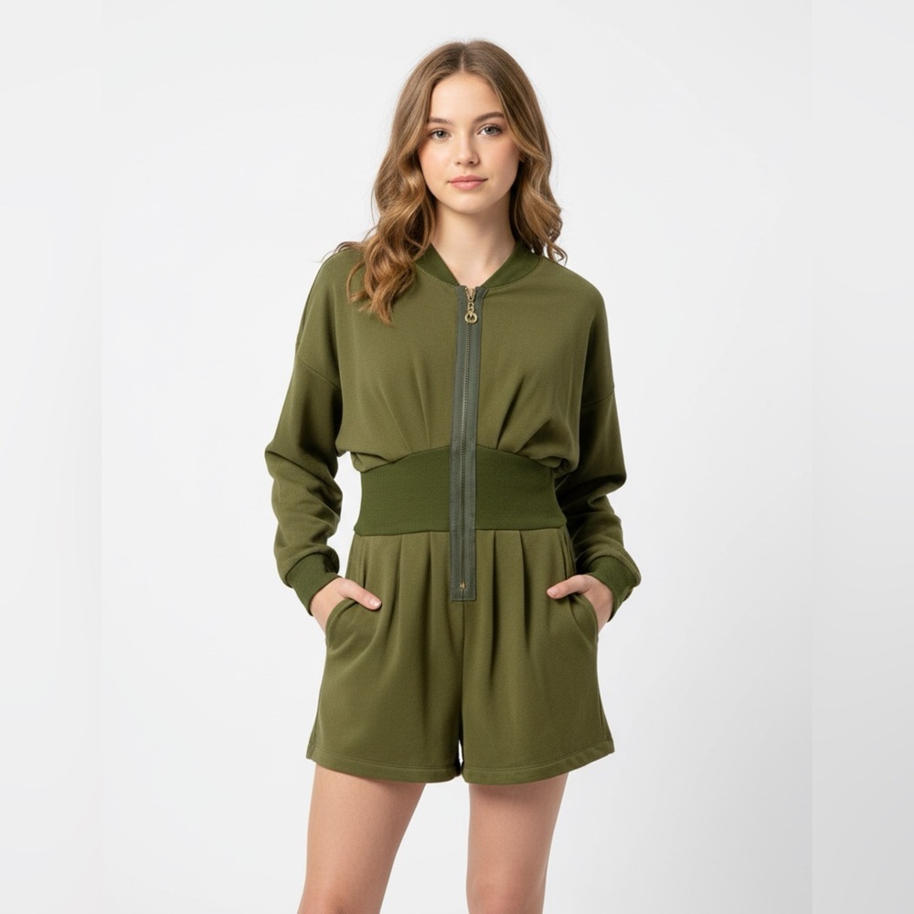 sz 14 NEW Truly Me /Hannah‎ Banana Tween Girs Olive Cosy Sweatshirt Knit Romper